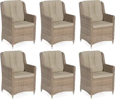 Produktbild von Sonnenpartner 6er-Set Garten-Sessel Avatar Aluminium mit Polyrattan rustic-stream Gartenstuhl Hochlehner