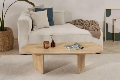 Produktbild von Skye Decor, Ovalis - Oak, Couchtisch, Eiche, 100 % Melaminplatte, 130 x 65 x 40 cm