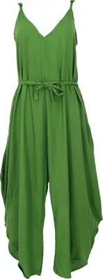 Produktbild von Einfarbiger Jumpsuit, Sommer Overall, Hosenkleid - Grasgrün, Damen, Viskose, Hosen