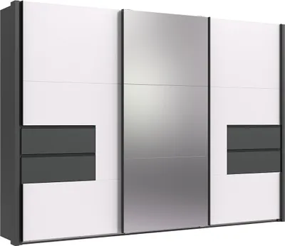 Produktbild von Kleiderschrank mit Passepartoutleisten 312 cm breit in weiß mit graphit PORTOFINO-43