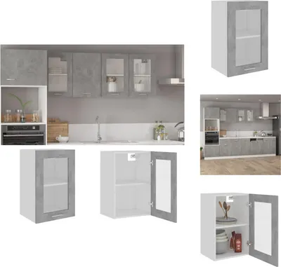 Produktbild von vidaXL Hängeglasschrank Betongrau 40x31x60 cm Holzwerkstoff - Küchenschränke