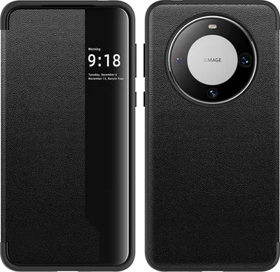 Produktbild von Huawei Mate 60 Pro Hülle, Smart View Intelligente Wake up Sleep Leder Schutzhülle für Huawei Mate 60 Pro Schwarz