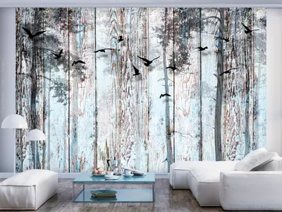Immagine prodotto di Carta da parati fotografica in tessuto non tessuto effetto legno 400x280 cm carta da parati murale XXL foresta uccello f-C-0187-a-a