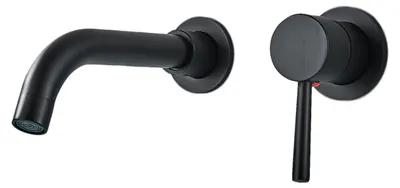 Produktbild von Ari Loft Unterputz Waschtischarmatur Schwarz Matt Mit Wandauslauf, 360° Schwenkfunktion, Messing, G1/2, Keramikkartusche