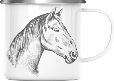 Produktbild von Pferde Emaille Tasse Lustig Reiterin Geschenk Pferde Geschenke Mädchen Pferdeliebhaber (Silber)