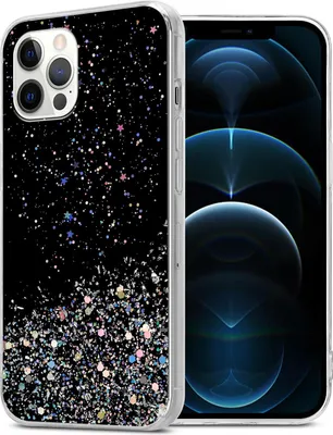 Produktbild von Cadorabo Hülle für Apple iPhone 12 PRO MAX Schutz Hülle in Schwarz Handyhülle TPU Etui Glitter Cover Case Glitzer