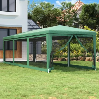 Zdjęcie produktu dla Maison Exclusive – namiot imprezowy z 8 siatkowymi ściankami bocznymi, zielony, 3 x 9 m, HDPE