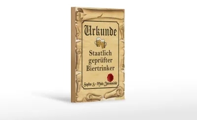 Produktbild von Holzschild Bier 12x18cm Urkunde er Biertrinker
