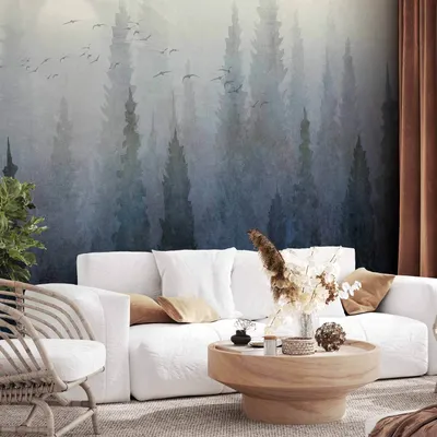 Produktbild von Vlies Fototapete - Flight Over the Forest - Second Variant 450x315 cm Landschaften c-C-10014-a-b