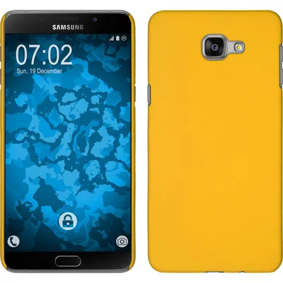 Produktbild von PhoneNatic Case kompatibel mit Samsung Galaxy A9 (2016) - Hülle gelb gummiert Hard-case + 2 Schutzfolien