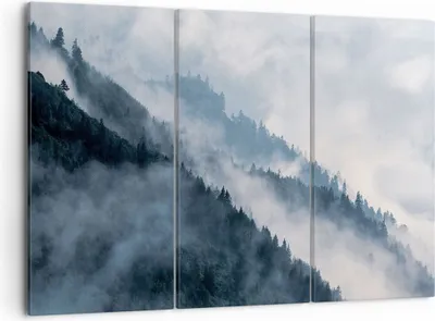 Produktbild von Bild auf Leinwand - Leinwandbild - 3 Teile - Berge Nebel Bäume - 105x70cm - Wand Bild - Wanddeko - Wandbilder - Leinwanddruck - Bilder - Wanddekoration - Leinwand bilder - Wandbild - CE105x70-4429