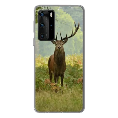 Produktbild von MuchoWow® Handyhülle Schutzhülle Hülle für Huawei P40 Pro Rothirsch - Natur - Grün Silikon Softcase Handy Hülle - Schutz