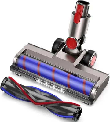 A vacuum cleaner brush head and a spare roller brush are displayed against a white background.