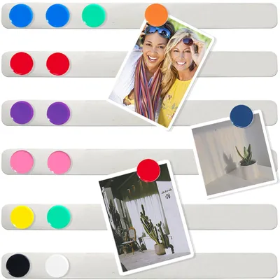 Produktbild von Magnetische Memotafel, Magnetstreifen, selbstklebende Magnetstreifen, magnetische Pinnwand, Magnetwand, Magnettafel für die Küche, magnetische Edelstahltafeln mit 10 starken Magneten für Fotos und Kalender, 6 Stück