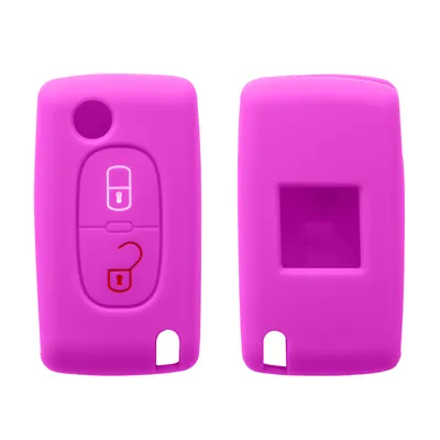 Produktbild von kwmobile Autoschlüssel Silikon Hülle kompatibel mit Peugeot Citroen 2-Tasten Klapp Autoschlüssel - Schlüsselhülle in Pink