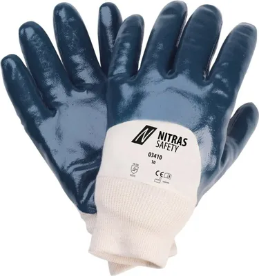 Produktbild von Nitras Nitrilhandschuh,blau, Bund,teilbeschichtet, Gr.8