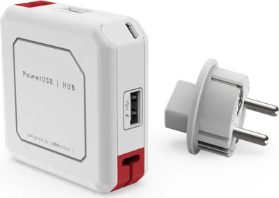 Produktbild von allocacoc PowerUSB Hub mit 4x USB, 230V Schuko + DE TravelPlug