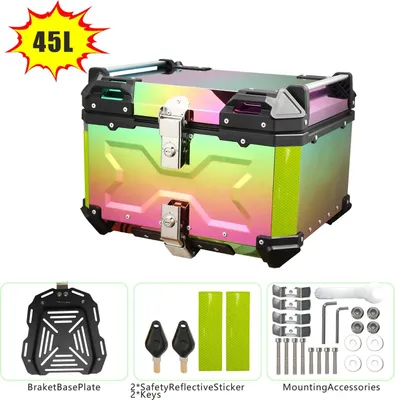 Produktbild von Motorrad Topcase - 45L Heckkoffer - Edelstahl Gepäckbox - Wasserdicht - Mit Sicherheitsschloss - Für Yamaha Honda BMW