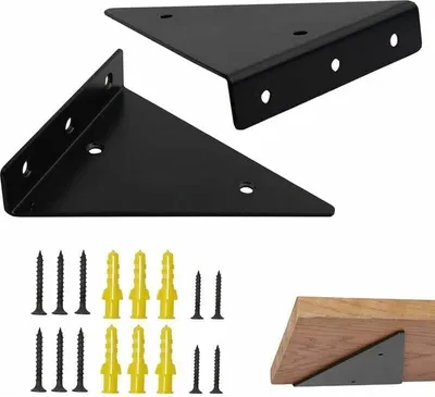 Produktbild von Wandregal mit unsichtbarer Befestigung, 17 cm, 2 Stück, Dreieck-Winkelhalterung, unsichtbare Regalhalterung, unsichtbare Metall-Regalhalterung, schwebende schwarze dreieckige Metall-Regalhalterung