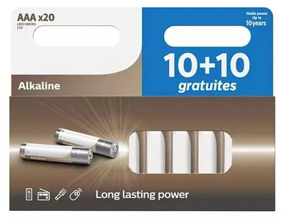 Produktbild von AAA/LR03 Alkaline Batterie 20er Pack - 30% mehr Lebensdauer, ideal für alltäglic