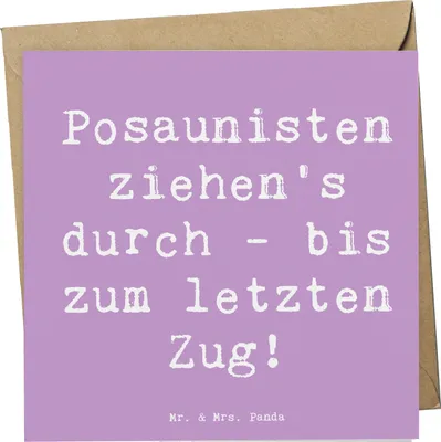 Produktbild von Mr. & Mrs. Panda Glückwunschkarte Spruch Trombone Durchzieher - Lavendeltraum - Geschenk, Zugmechanismus, Lernen, Trombonist, faltkarte, anlasskarte, Musikinstrument