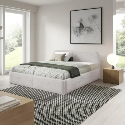 Image de Lit rembourré BELMI Slim 140x200 cm avec coffre de rangement - PERFECT HARMONY 02 (beige)
