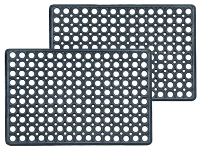 Productafbeelding van Rubber Deurmat - Weerbestendig - Zwart - Set van 2
