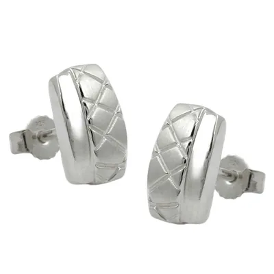 Produktbild von Ohrstecker Ohrring 10x6mm Viereck Waffelmuster matt-glänzend Silber 925 silber 10x6mm