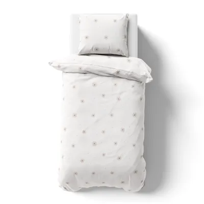 Produktbild von Kinderbettwäsche Flower Power 135x200 + 80x80 cm, 100 % Baumwolle in Renforcé, Zartes Blumenmuster, Weiß/ Beige