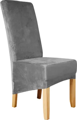 Produktbild von Stretch Stuhlhusse Universelle Samt Stuhlbezug Husse für Haus Esszimmer Hochzeit Hotel Restaurant, Grau