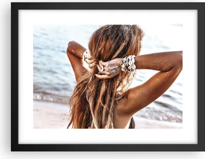 Produktbild von Gerahmtes Poster - Schwarzer Rahmen - Haare Frau Strand - 40x30 cm - Wand Bild - Wanddeko - Wandbilder - Kunstposter - Wandposter - Bilderrahmen - Bilder - Kunstdruck - P2BAA40x30-4613