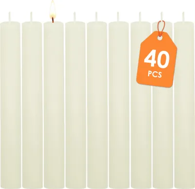Produktbild von Echtwachs Stabkerzen klassisch 40er Pack - creme weiß - Festtags Tafelkerzen Set 17,5 cm Höhe