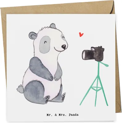 Produktbild von Mr. & Mrs. Panda Klappkarte Vlogger Herz - Weiß - Geschenk, anlasskarte, Grußkarte, Glückwunschkarte, doppelkarte, faltkarte