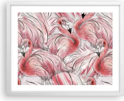 Produktbild von Gerahmtes Poster - Weißer Rahmen - Flamingo Pink Exotik - 50x40 cm - Wand Bild - Wanddeko - Wandbilder - Kunstposter - Wandposter - Bilderrahmen - Bilder - Kunstdruck - P2WAA50x40-5070