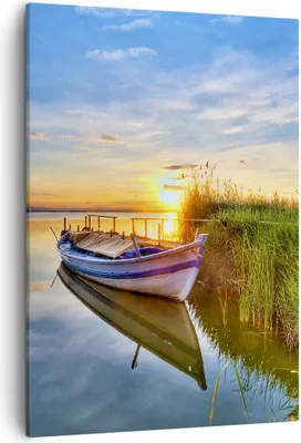 Produktbild von Bild auf Leinwand - Leinwandbild - Einteilig - See Boot Wasser - 50x70cm - Wand Bild - Wanddeko - Wandbilder - Leinwanddruck - Kunstdruck - Wanddekoration - Leinwand bilder - Wandbild - PA50x70-3950