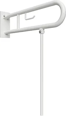 Produktbild von BELP Stützklappgriff in U-Form mit Standfuß & Toliettenpapierhalter Eisen Weiß mit Abdeckung 100x800x766 mm, 120 kg Traglast für Bad & WC >> zum Bohren