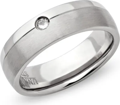 Produktbild von Matter Edelstahl Ring mit Glanzrille und Zirkonia R9111cz von Unique