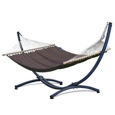 Produktbild von Potenza Outdoor Hängematte mit Gestell für 2 Personen I 100% Baumwolle Medelin Stabhängematte 215x140, 160kg I Hängemattengestell 220kg, wetterfest