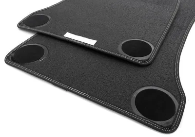 Produktbild von Fußmatten für BMW 5er F10 F11 M5 (Doppel Ziernaht) Premium Velours Automatten Autoteppich 4-teilig Schwarz