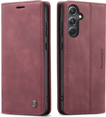 Obrázek produktu pro Galaxy S23 FE Pouzdro, RetroPolyuretanKožené Pouzdro s Funkcí Stojánku pro Samsung Galaxy S23 FE červené