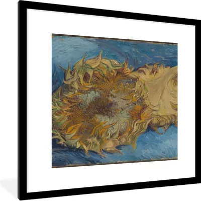 Produktbild von MuchoWow® Gerahmtes Poster Sonnenblumen - Vincent van Gogh 40x40 cm - Poster mit Schwarzem Bilderrahmen Wandposter Rahmen Foto Bilder - Poster - Plakat im Rahmen