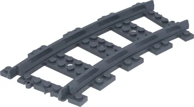 A single LEGO curved track piece on a white background.