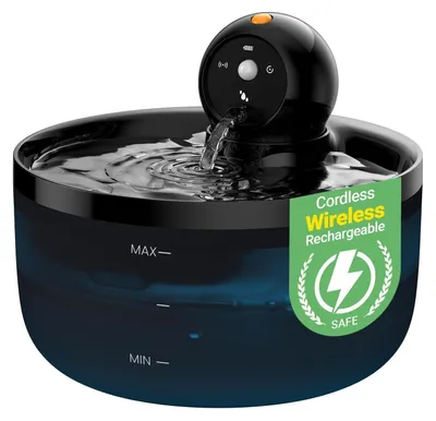 Productafbeelding van Draadloze kattenfontein met sensor, 2,6 liter, mat zwart