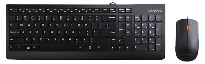 Zdjęcie produktu dla Lenovo 300, Pełnowymiarowy (100%), Przewodowa, USB, QWERTY, Czarny, Dołączona myszka