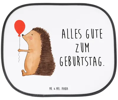 Produktbild von Mr. & Mrs. Panda Sonnenschutz Auto Igel Luftballon - Weiß - Geschenk, Ballon, kfz, Lustige Sprüche, Glückwunsch, Herzlichen, Sonnenblende, seitenscheibe, Geburtstag