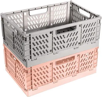 Produktbild von 2 Stück Faltkisten, stabile Kunststoff-Faltboxen, zusammenklappbare Aufbewahrungsboxen, stapelbares Set für Küche, Schlafzimmer