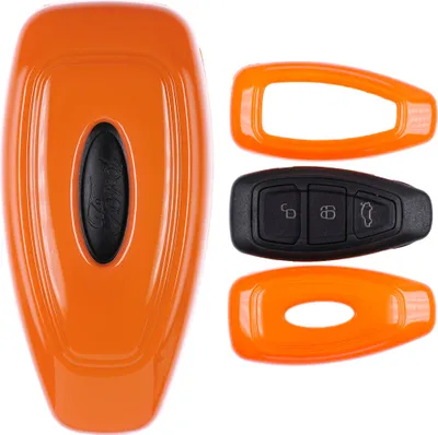 Produktbild von Auto Schlüssel Kunststoff Hülle ABS Plastik Schutz Cover Orange kompatibel mit Focus Mondeo C-Max Fiesta Kuga KEYLESS SMARTKEY