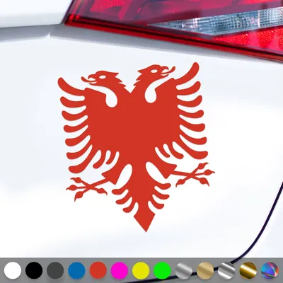 Produktbild von PantherPixel Albanien Aufkleber Shqiperia Wappen Adler Albania Sticker Auto Geschenkidee Farbe Rot