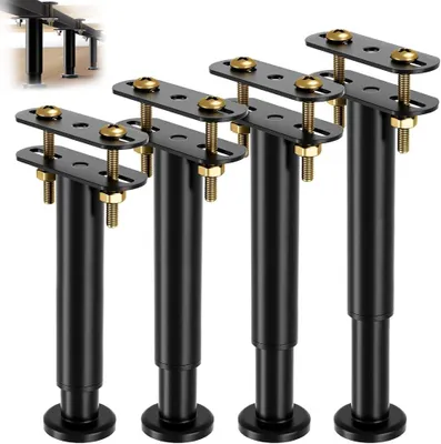 Produktbild von 4 Stück höhenverstellbare Bettbeine 18 cm, robuste mittlere Stützbeine aus Metall für Bettrahmen