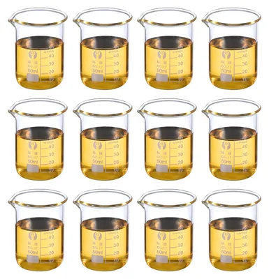 12er-Set 50 ml Glasbecher, Borosilikatglas mit Skala und Ausgießer